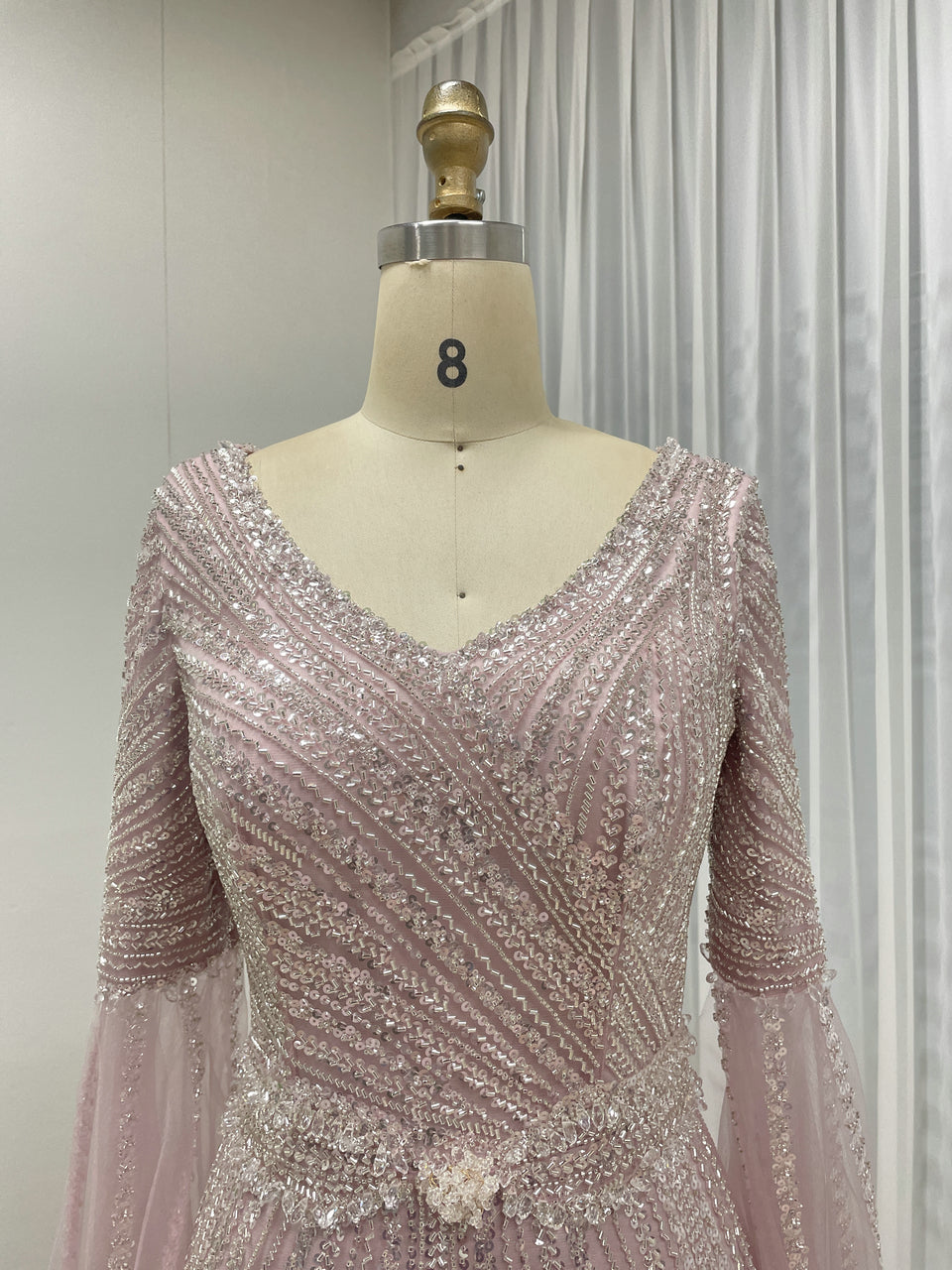 Hot Selling Cape Sleeve Beading Lace A Line Dubai Wedding Party Evening Dress 2025 Mother Dress MB40298