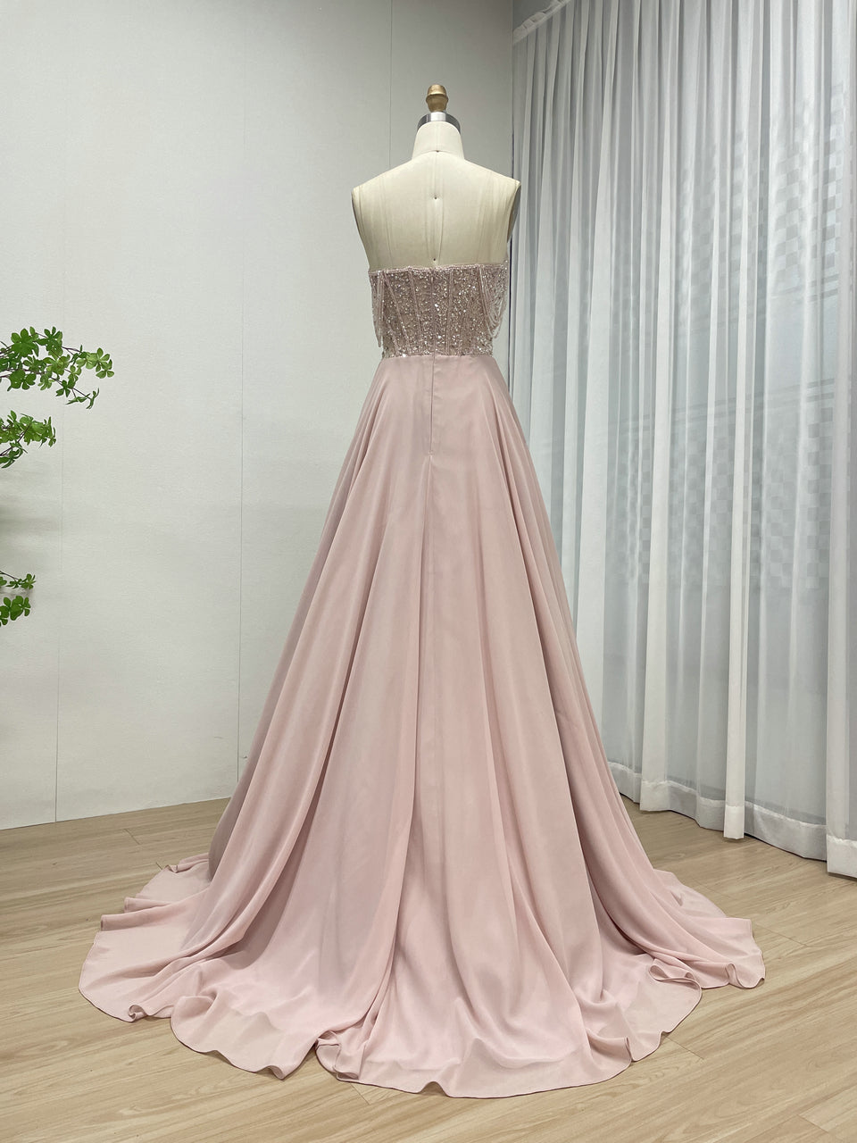 pink Evening Dress Sequins Beading Design Fashionable Off Shoulder Dress Sexy Evening Dress 2025 MB40310