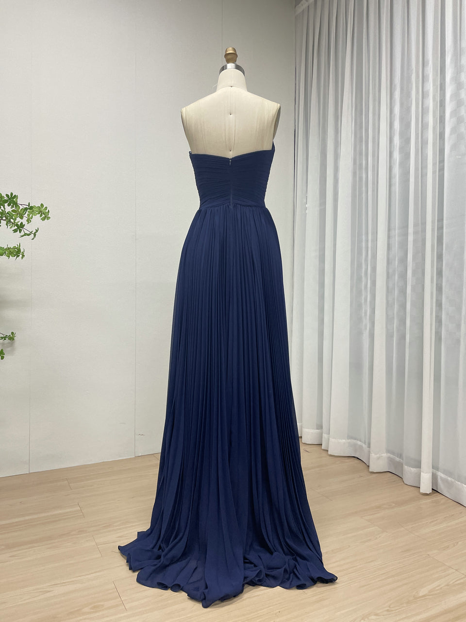 Sexy V Neck beading Blue Muslim Long Sleeve Dress With Detachable Cap Sleeve MB40313