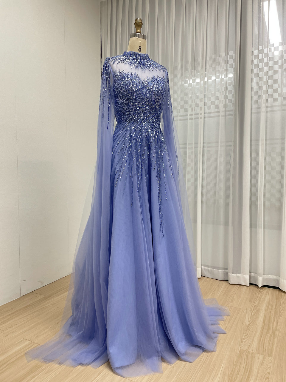 A Line Mother of the Bride Dress With Exquisite Beaded Sequin Embroidery and Graceful Cap Sleeve MB40326