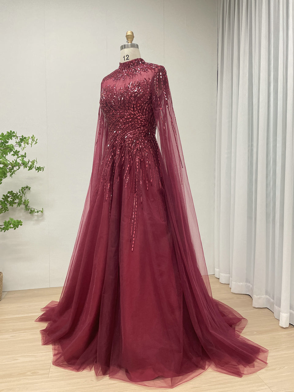 A Line Mother of the Bride Dress With Exquisite Beaded Sequin Embroidery and Graceful Cap Sleeve MB40326
