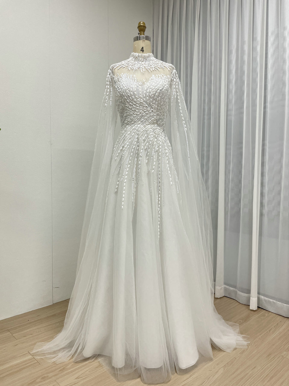 A Line Mother of the Bride Dress With Exquisite Beaded Sequin Embroidery and Graceful Cap Sleeve MB40326