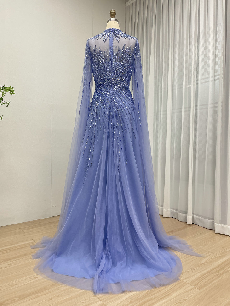 A Line Mother of the Bride Dress With Exquisite Beaded Sequin Embroidery and Graceful Cap Sleeve MB40326