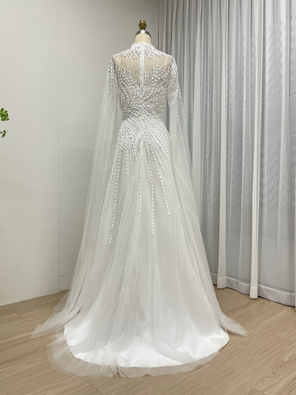 A Line Mother of the Bride Dress With Exquisite Beaded Sequin Embroidery and Graceful Cap Sleeve MB40326