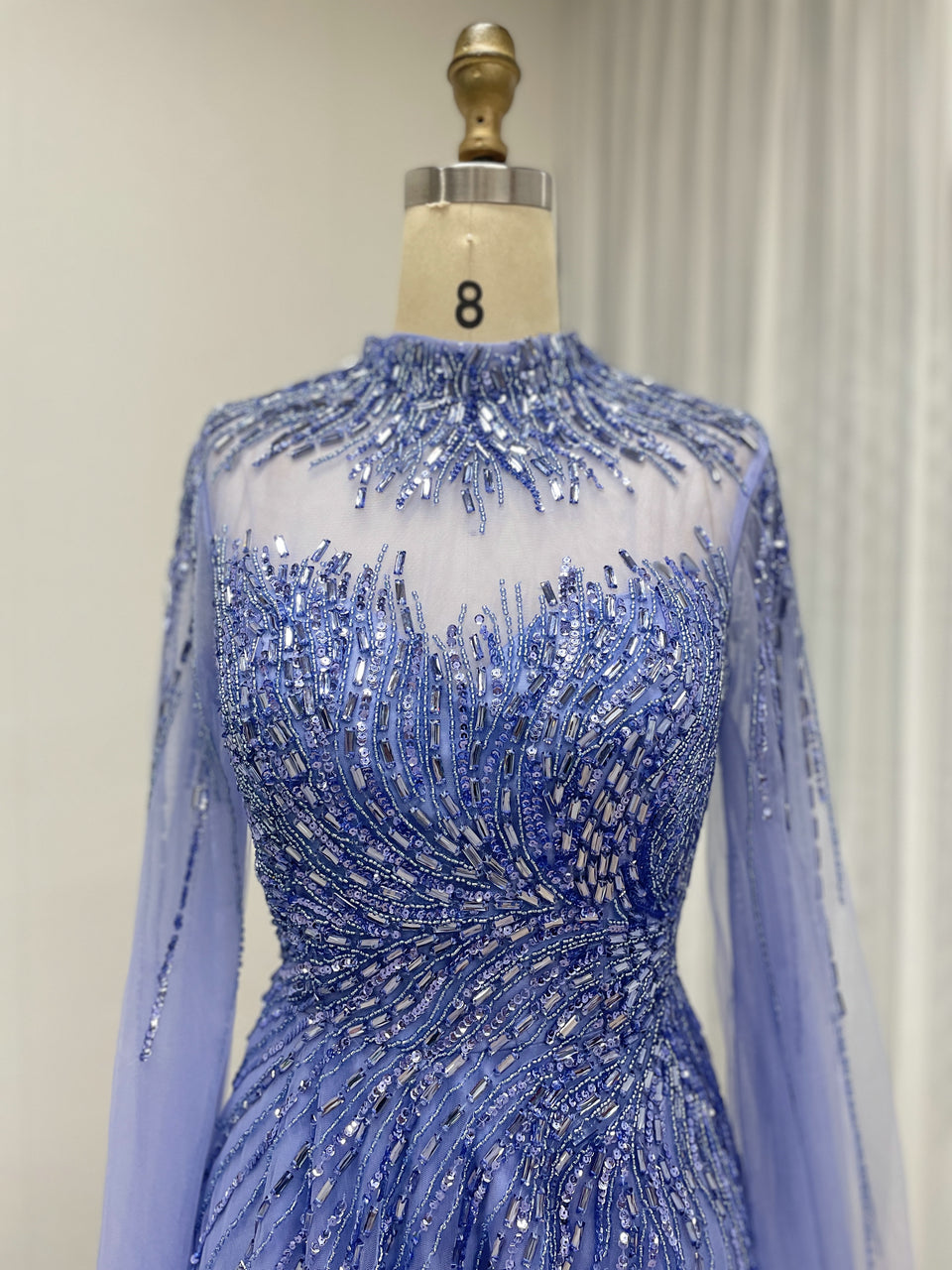 A Line Mother of the Bride Dress With Exquisite Beaded Sequin Embroidery and Graceful Cap Sleeve MB40326