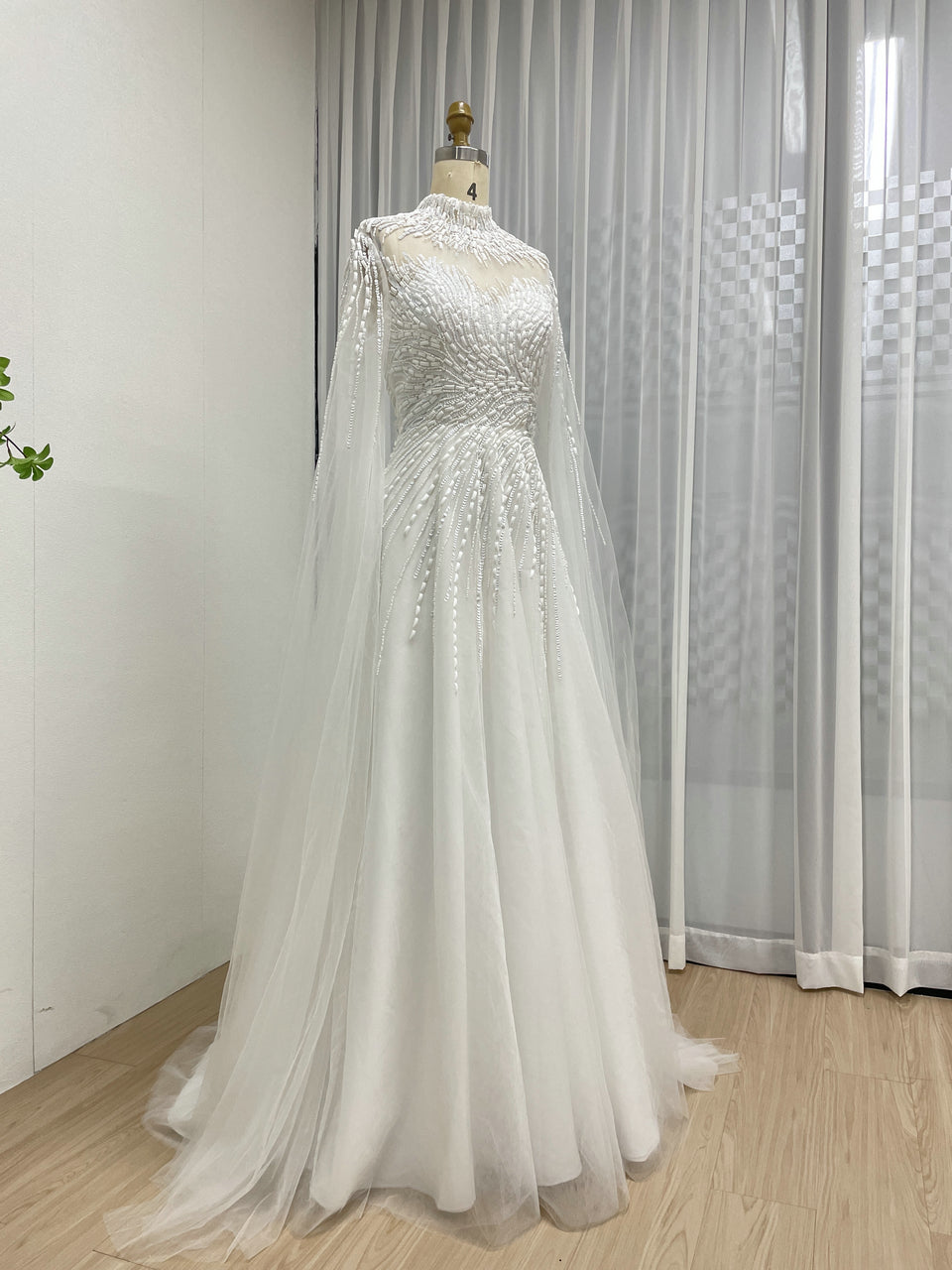 A Line Mother of the Bride Dress With Exquisite Beaded Sequin Embroidery and Graceful Cap Sleeve MB40326