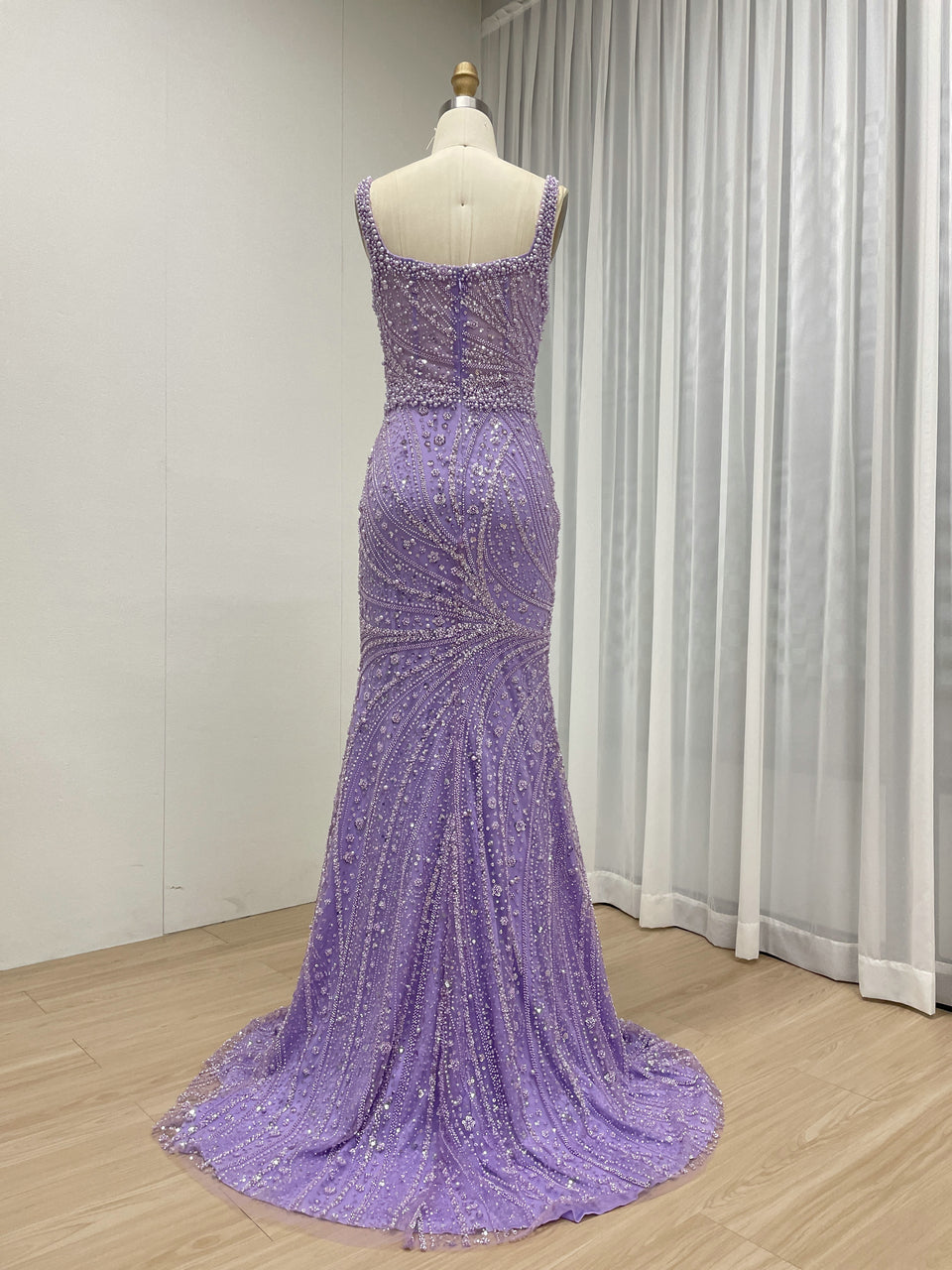 Hot Selling Spaghetti Strap Beading Lace Mermaid Fitted Wedding Party Evening Dress MB40328