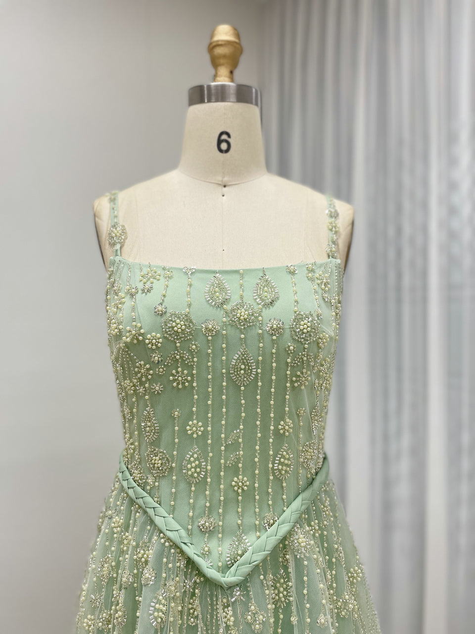 Luxury a Line Spaghetti Strap Evening Gown With Beautiful Exquisite Beaded Suitable for Prom MB40345