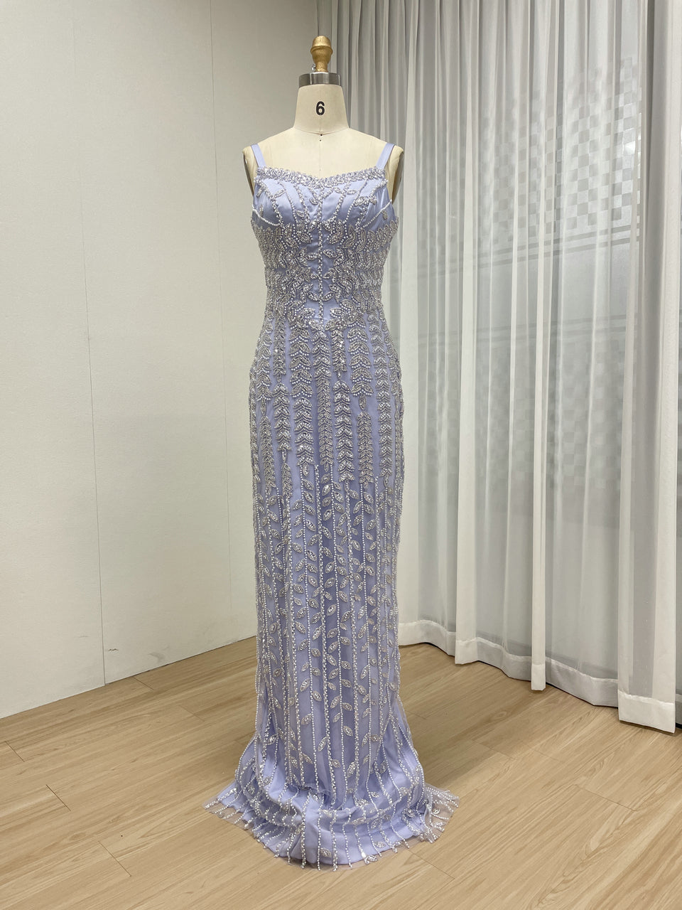 Luxury Graceful Spaghetti Strap High Slit Evening Gown Suitable for Prom MB40346