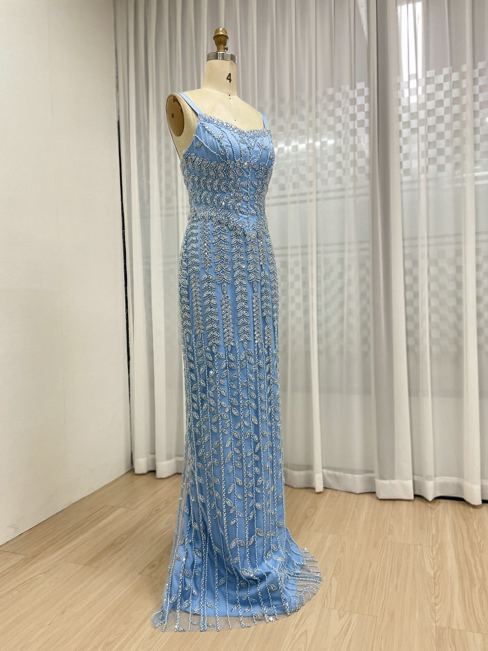 Luxury Graceful Spaghetti Strap High Slit Evening Gown Suitable for Prom MB40346