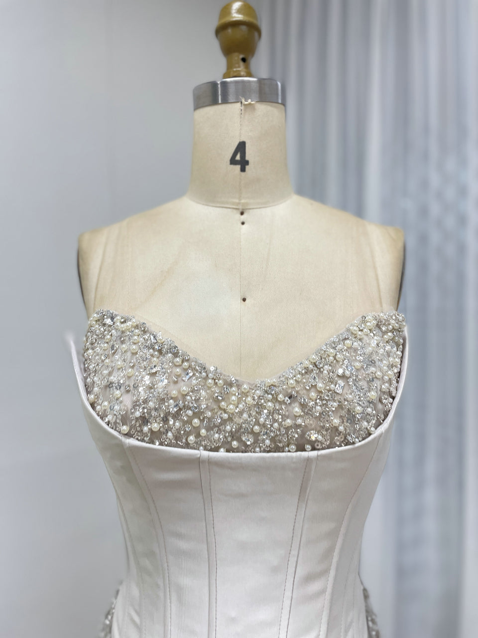Elegant Champagne Mermaid Wedding Dress Full Beaded Formal Evening Gown MB40362-2