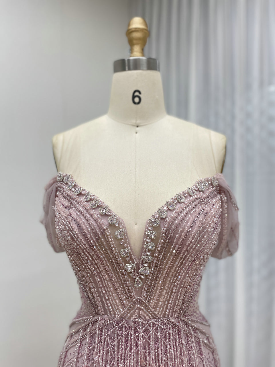 Gorgeous Handmade Beaded Tassels V Neck Mermaid Banquet Evening Dress MB40364
