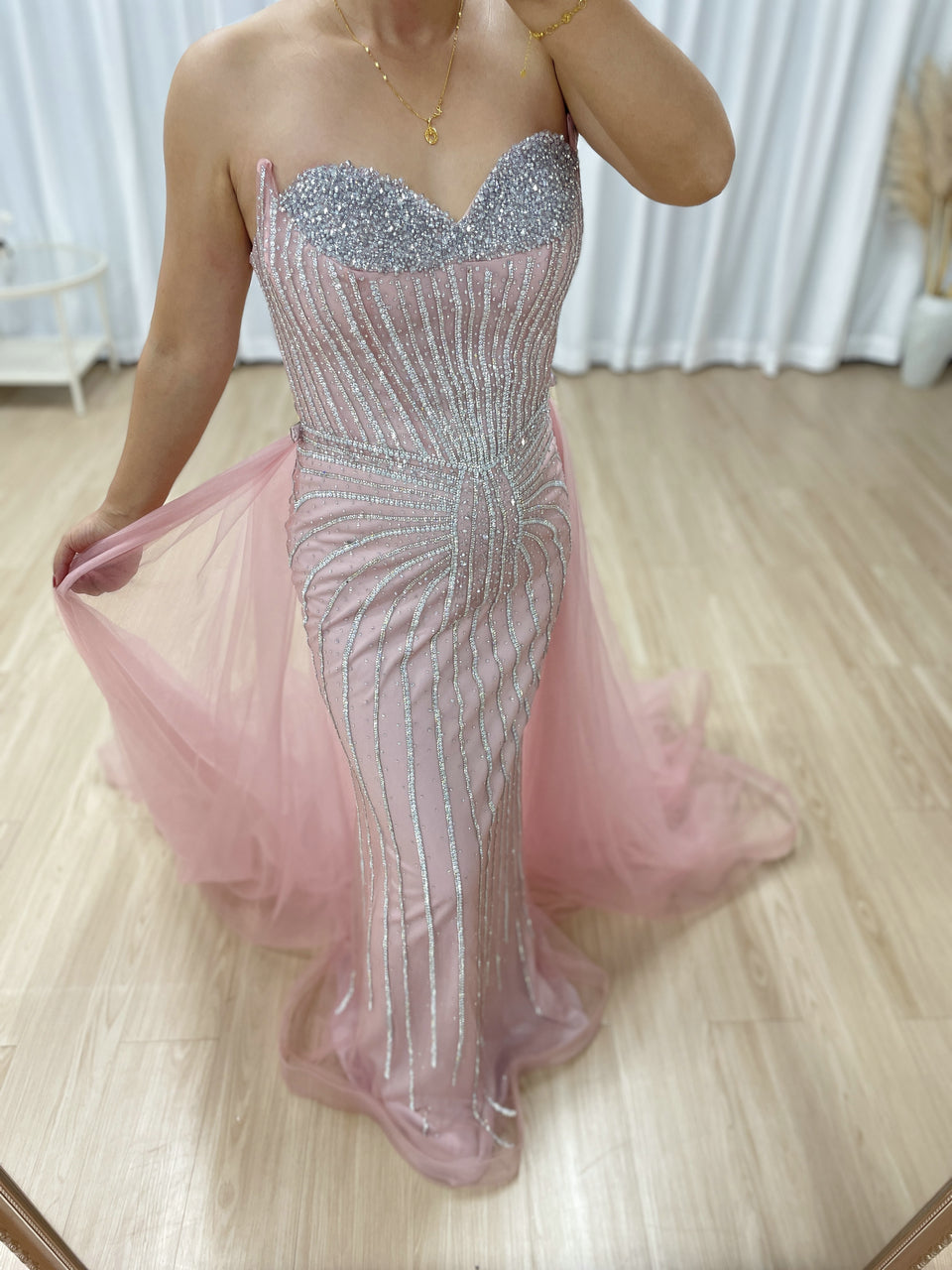 Gorgeous Mermaid Prom Evening Gown With Detachable Back Skirt MB40365B