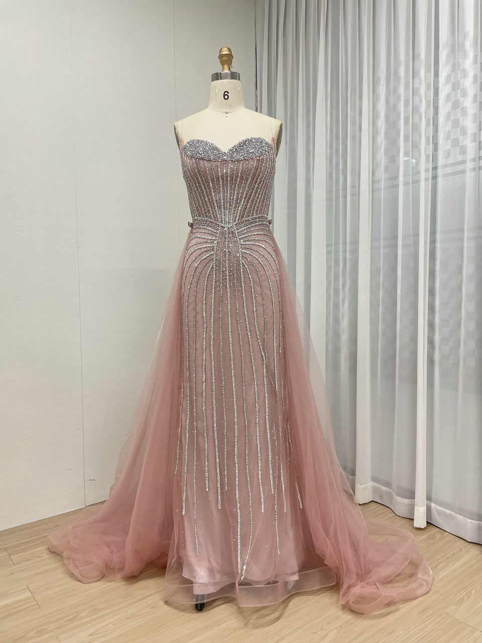 Gorgeous Mermaid Prom Evening Gown With Detachable Back Skirt MB40365B