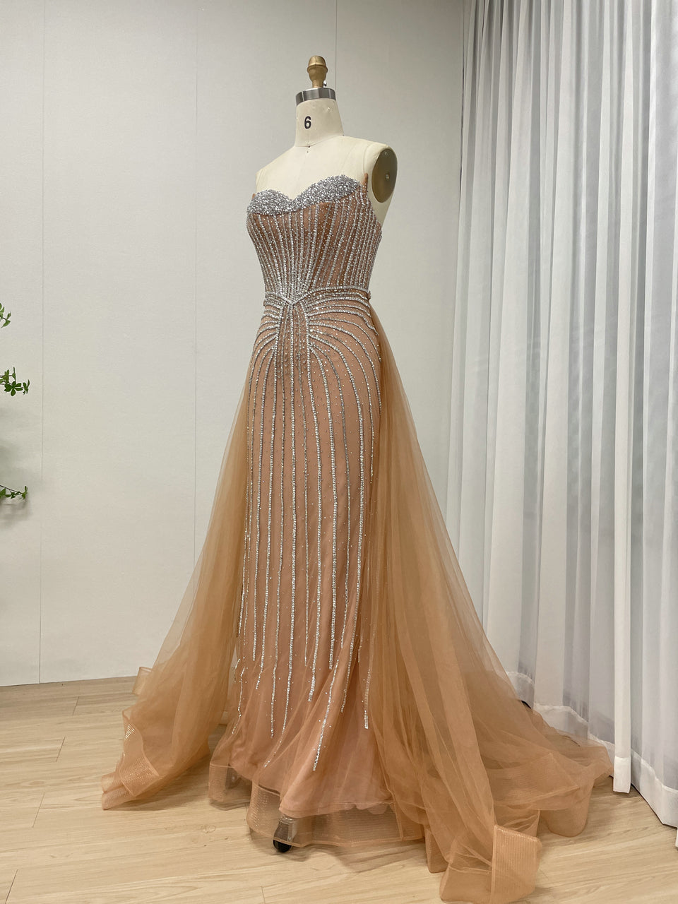 Gorgeous Mermaid Prom Evening Gown With Detachable Back Skirt MB40365B
