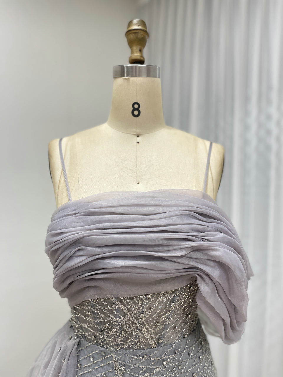 Sexy Spaghetti Strap Mermaid Evening Gown Suitable For Banquet With Side Train MB40373
