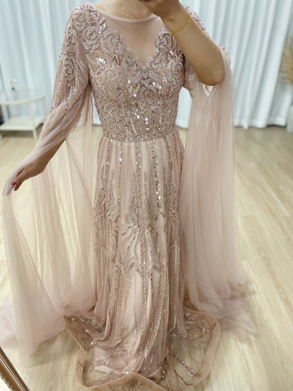 Dubai Handmade Beading A-Line Evening Dress for Party Gowns Dresses MB40377