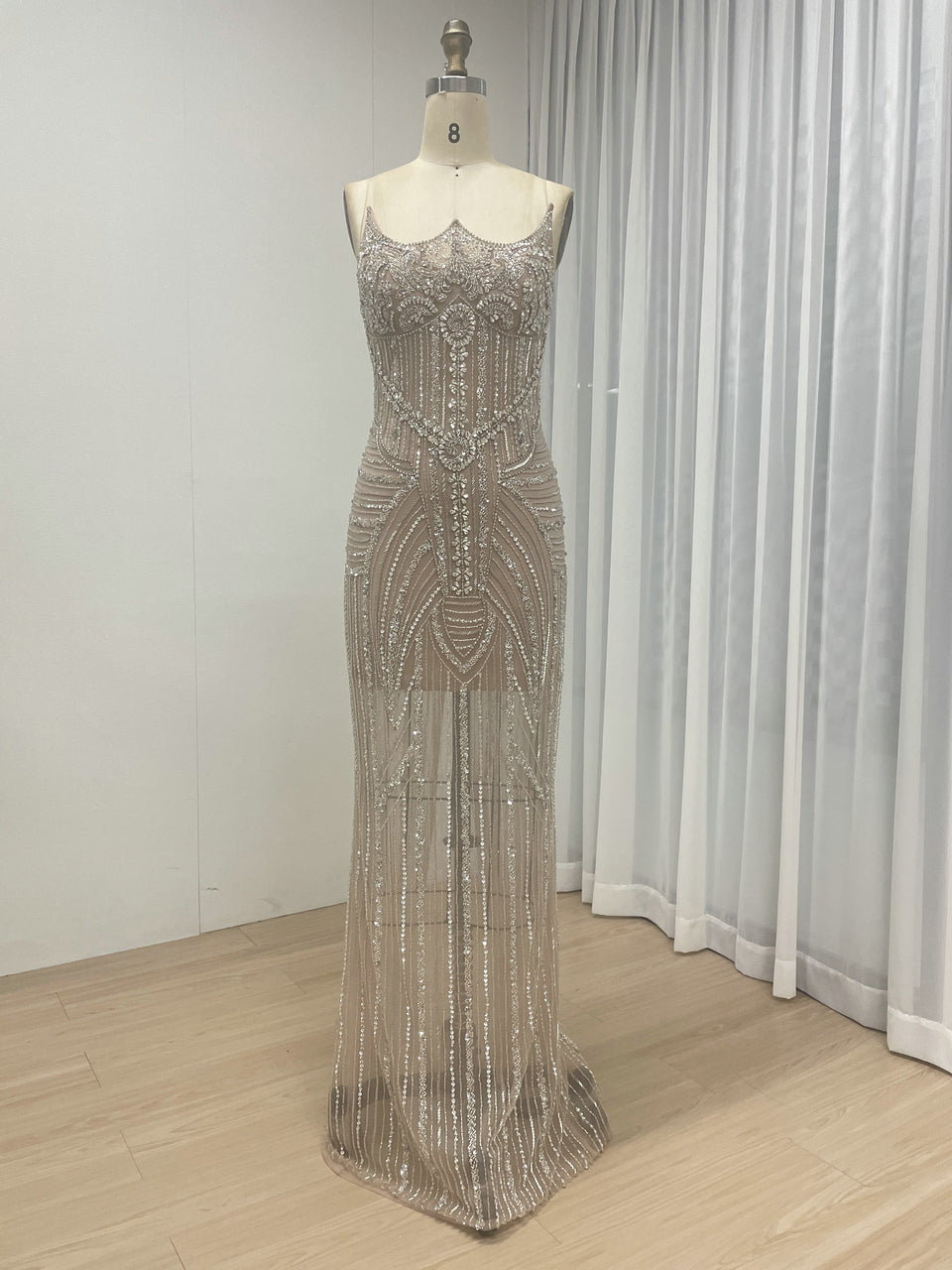 Luxury Feather Sleeve Strapless Couture Beading Knee Length Runway Birthday Party Dress MB40384