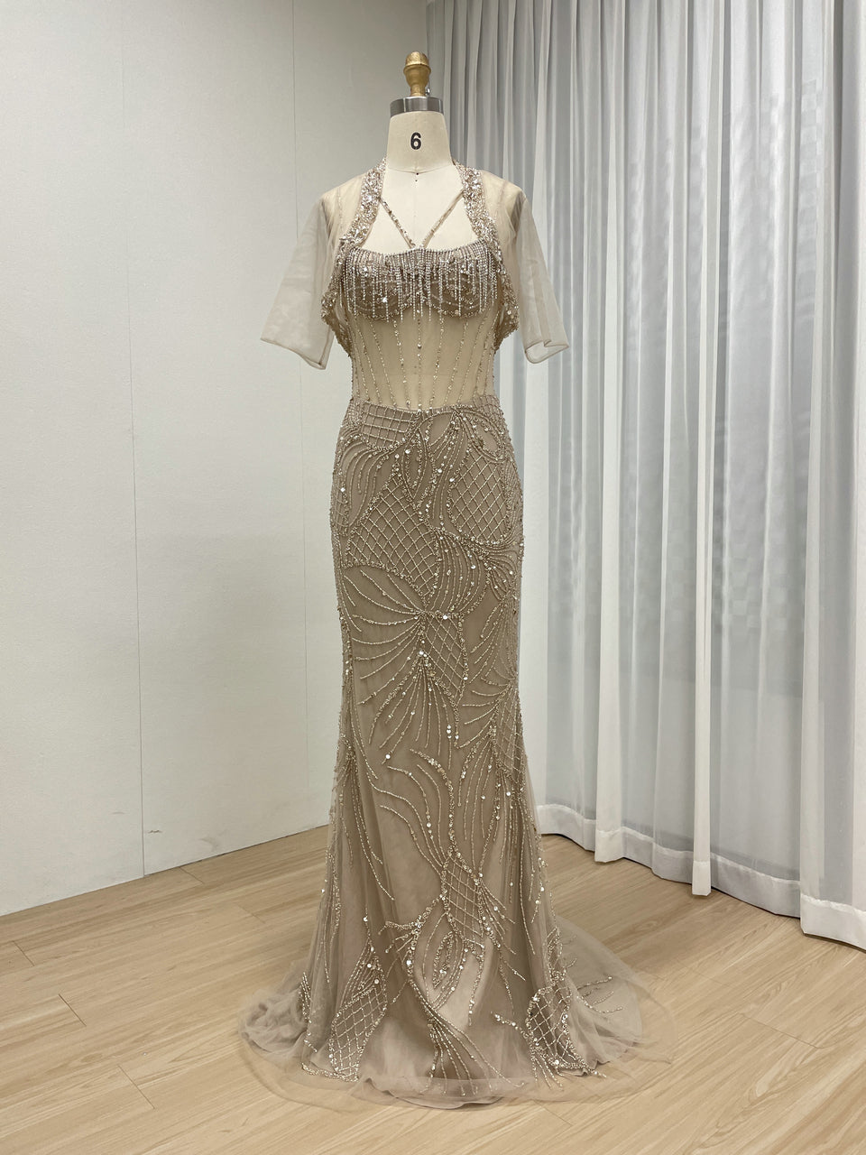 Luxury Haute Couture Mermaid Evening Dress With Jacket Strap Evening Gowns MB40387