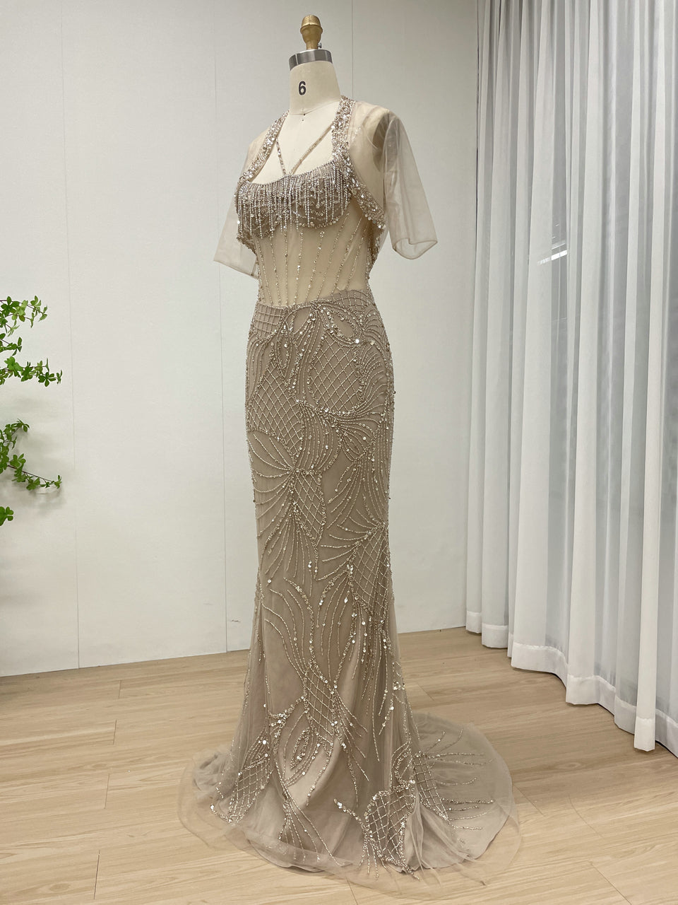 Luxury Haute Couture Mermaid Evening Dress With Jacket Strap Evening Gowns MB40387