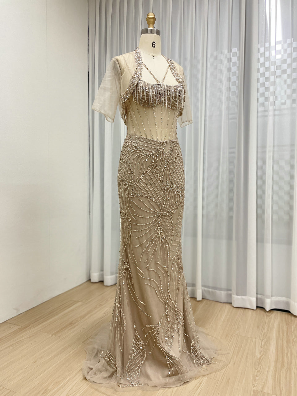 Luxury Haute Couture Mermaid Evening Dress With Jacket Strap Evening Gowns MB40387