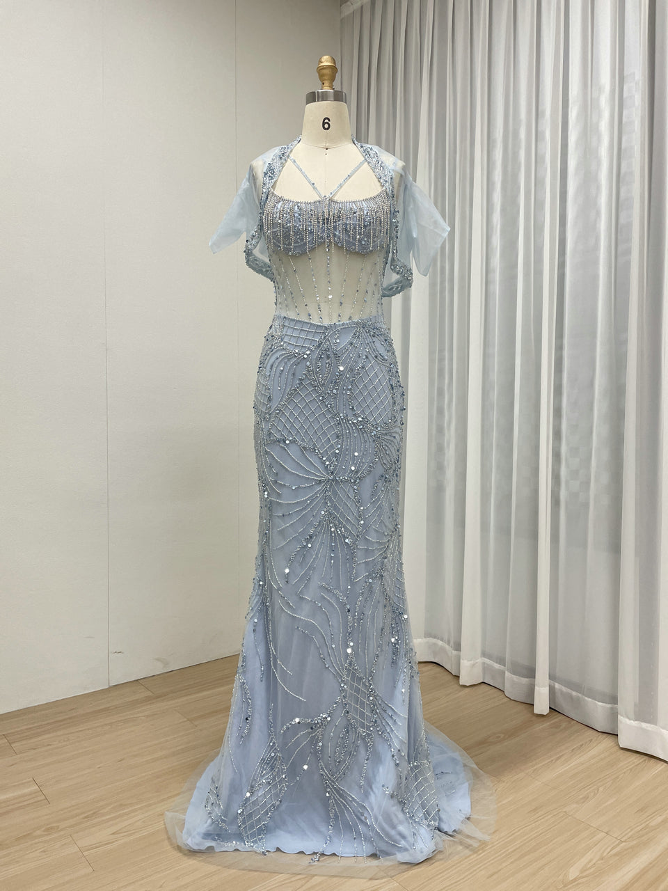 Luxury Haute Couture Mermaid Evening Dress With Jacket Strap Evening Gowns MB40387