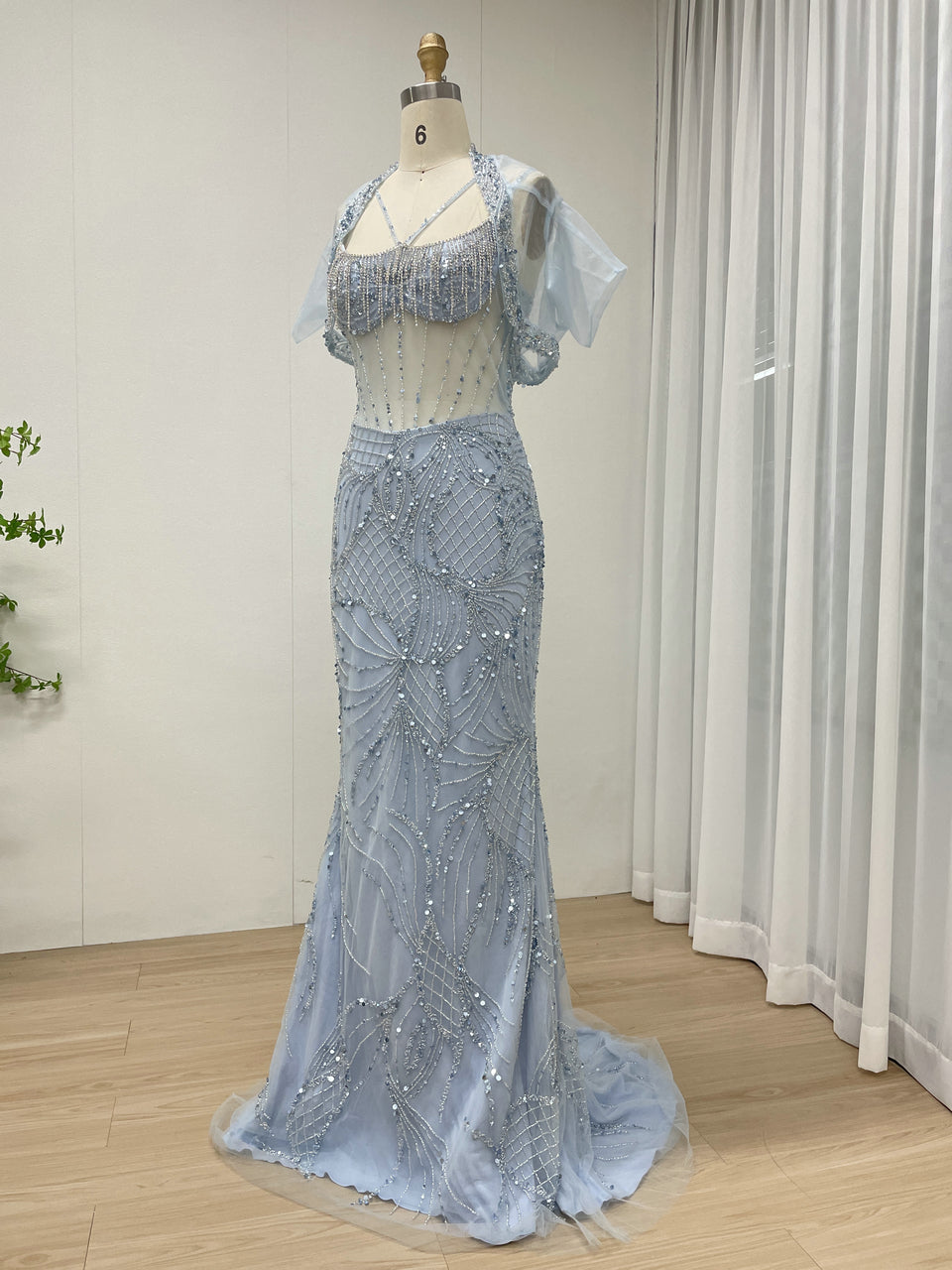 Luxury Haute Couture Mermaid Evening Dress With Jacket Strap Evening Gowns MB40387