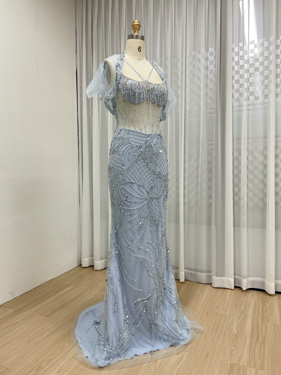 Luxury Haute Couture Mermaid Evening Dress With Jacket Strap Evening Gowns MB40387