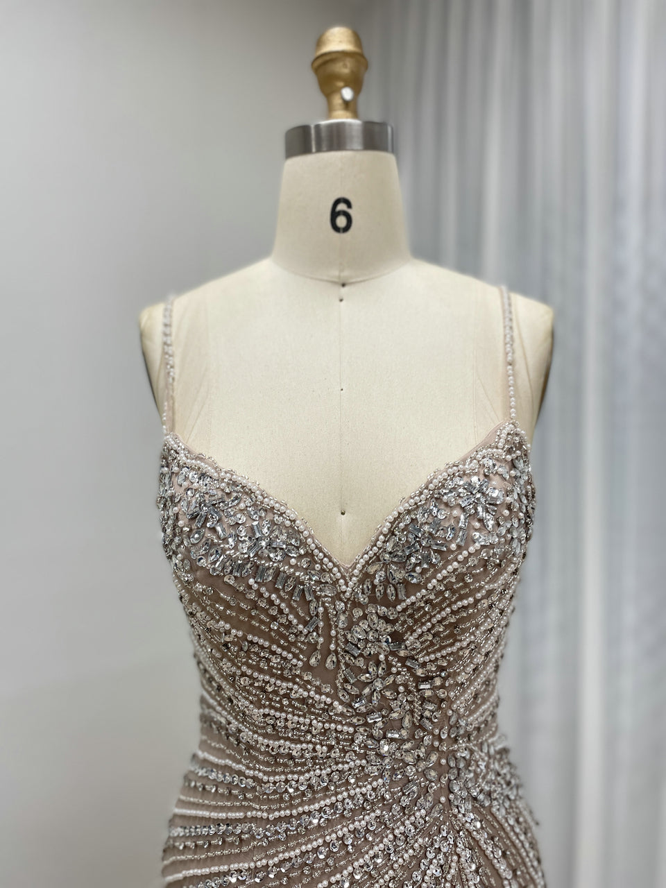 Sexy Sleeveless Sheer Prom Evening Dress Embellished With Intricate Hand Beading Diamond for Party MB40400