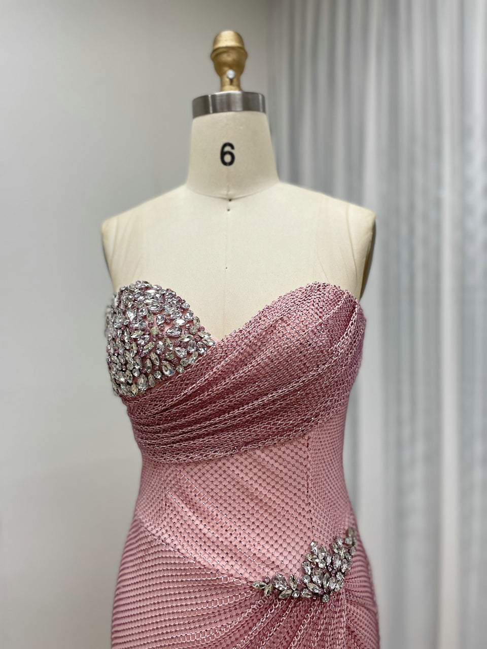 Fashionable Off Shoulder Sweetheart Neck High Split Prom Evening Dresses With Dazzling Diamond for Parties MB40402