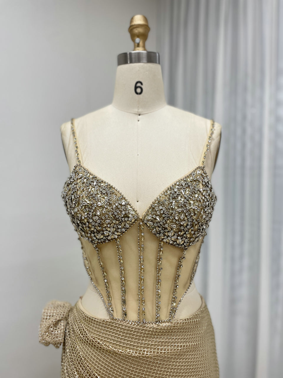 Chic Style Ruched Waist Embellished With Dazzling Diamond Sleeveless High Split Prom Evening Dress MB40407