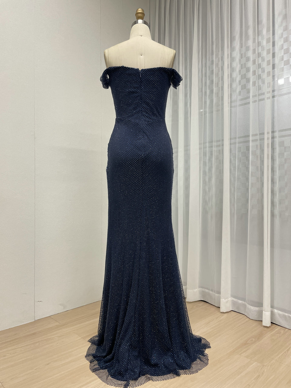 Elegant Off the Shoulder Sexy High Slit Prom Evening Gown for Birthday Wedding Graduation Parties MB40410-2