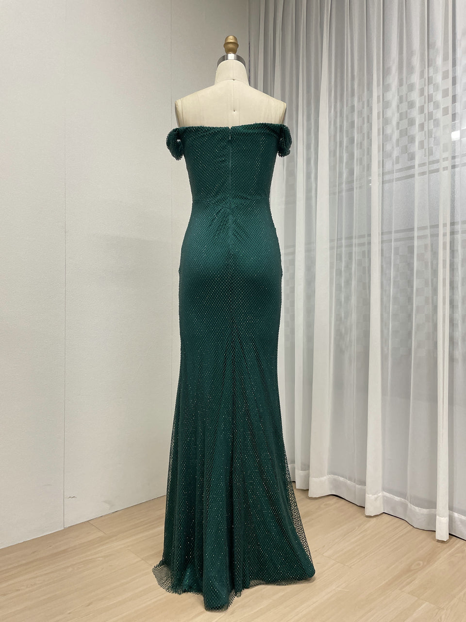 Elegant Off the Shoulder Sexy High Slit Prom Evening Gown for Birthday Wedding Graduation Parties MB40410-2