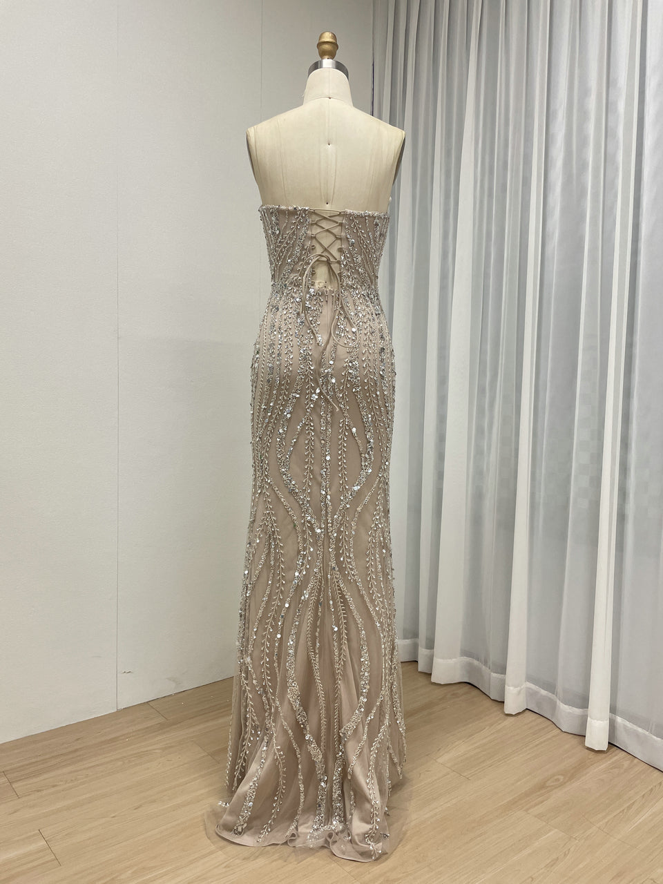 Purple 3D Floral Sequin Mermaid Prom Dress High Slit Evening Gown MB40422