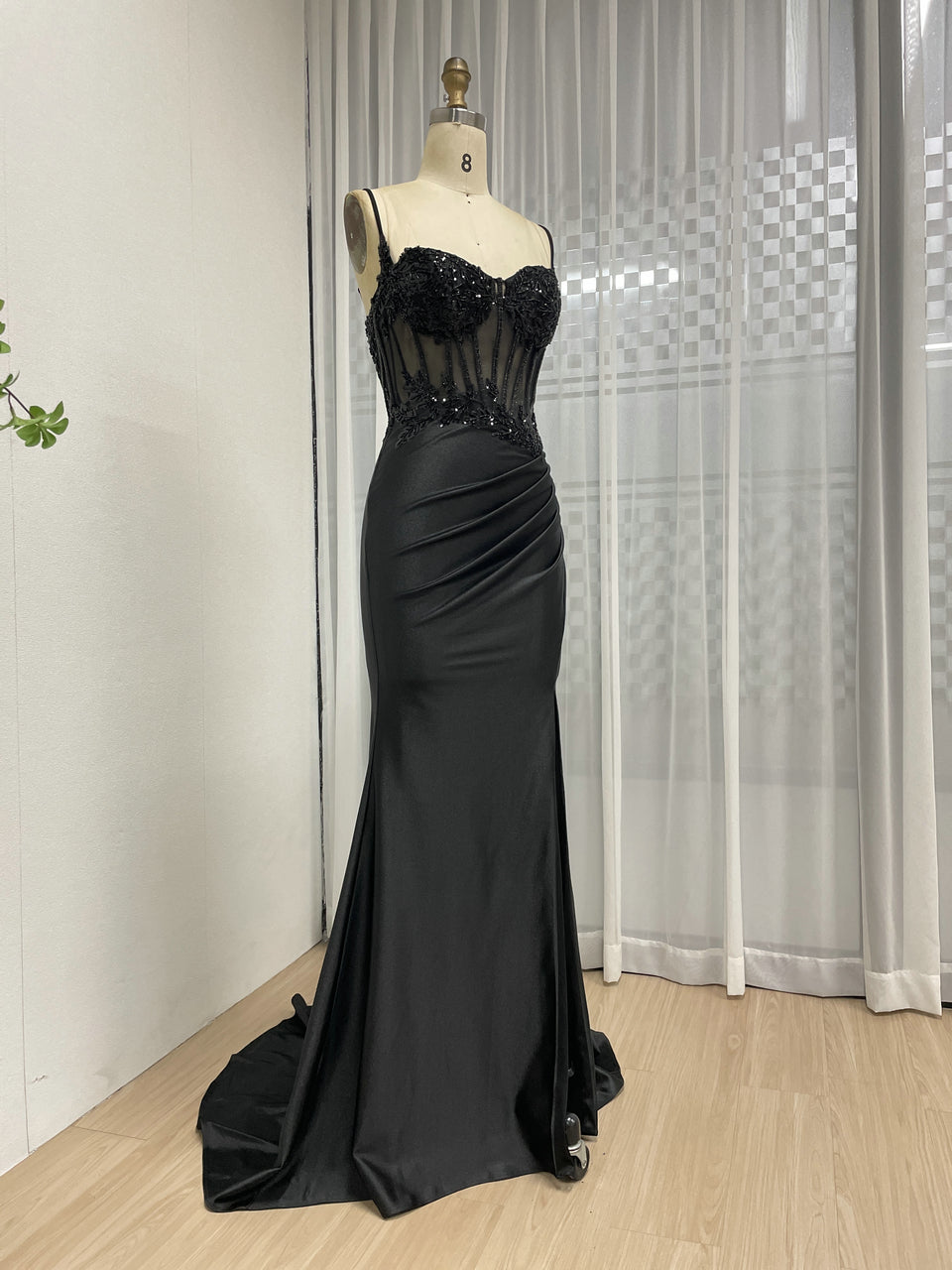 Stylish Mermaid Prom Evening Gown With Sexy High Slit 3D Floral Embroidery for Party MB40426