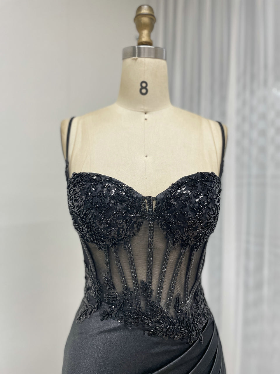Stylish Mermaid Prom Evening Gown With Sexy High Slit 3D Floral Embroidery for Party MB40426