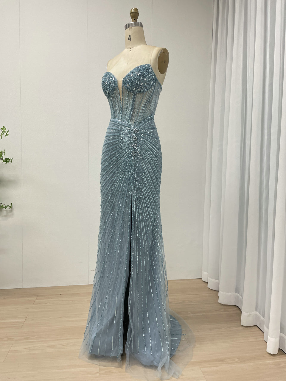 Sexy Sleeveless V Neck Embellished Beautiful Sparkly Beaded With Evening Gown for Prom and Banquet MB40430