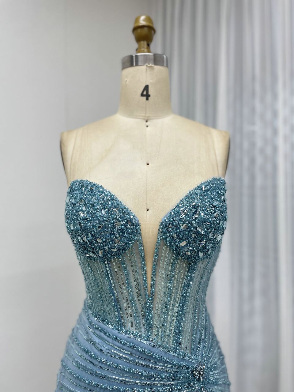 Sexy Sleeveless V Neck Embellished Beautiful Sparkly Beaded With Evening Gown for Prom and Banquet MB40430