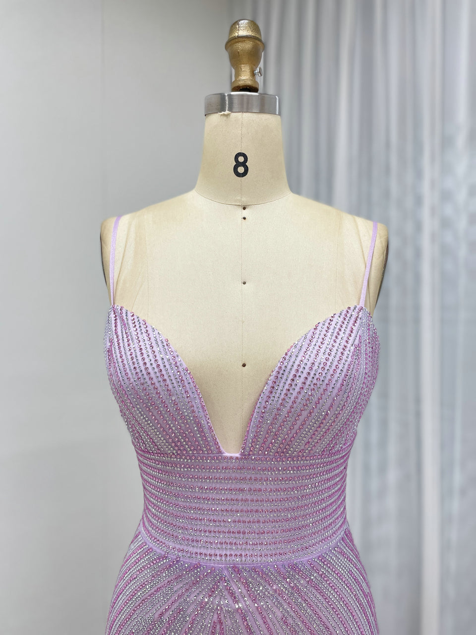 Sexy Spaghetti Strap Low BackV Neck Mermaid Evening Dress for Party MB40433