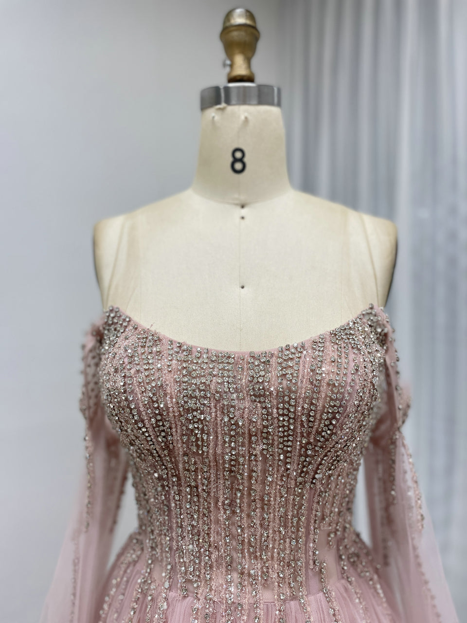 Fairytale Pink A-Line Prom Dress Beaded Corset Top Flowing Tulle Skirt MB40441