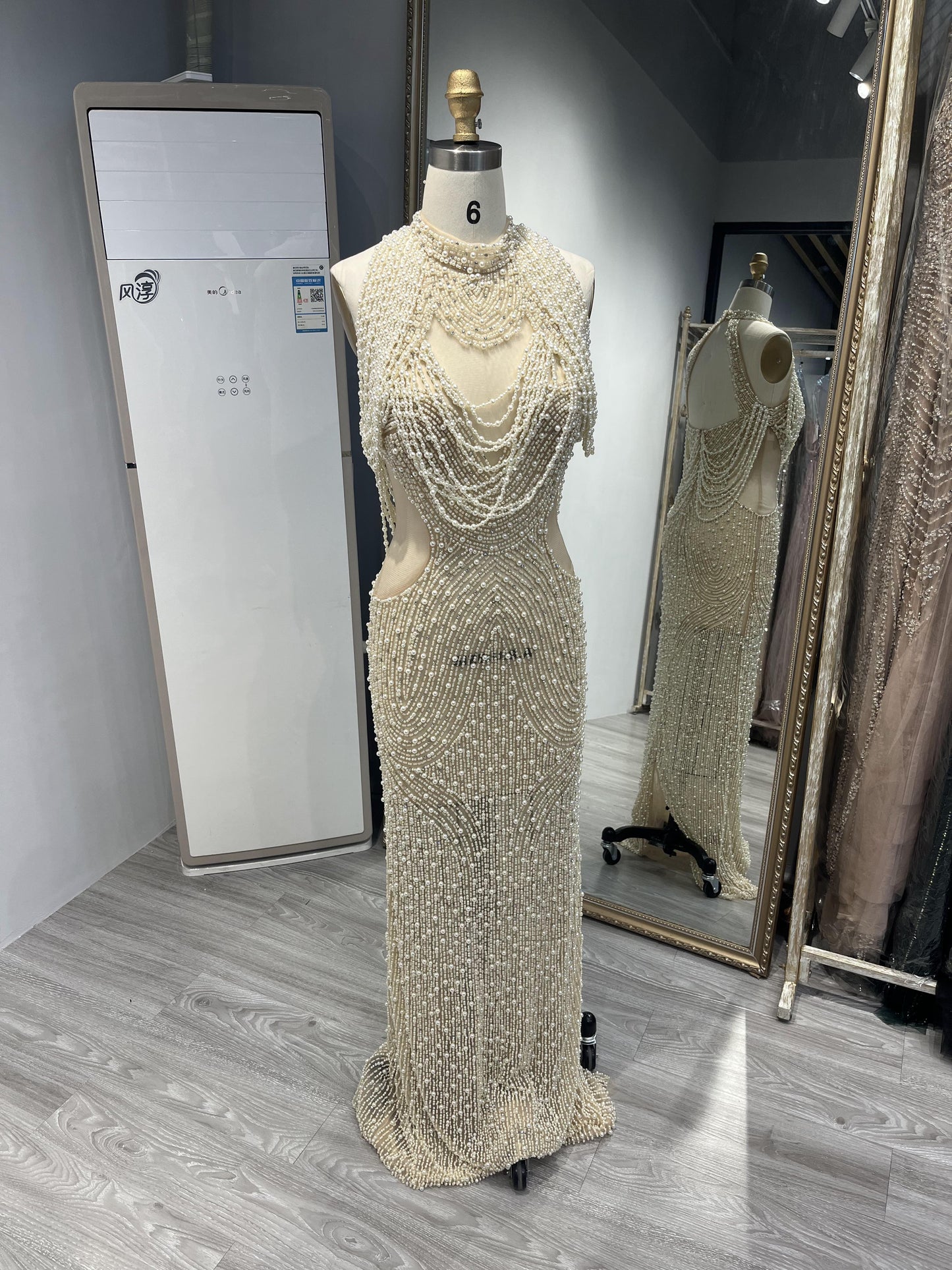 Luxury Handmade Beading Wedding Party Evening Dress Red Carpet Glam Formal Dress MC20025