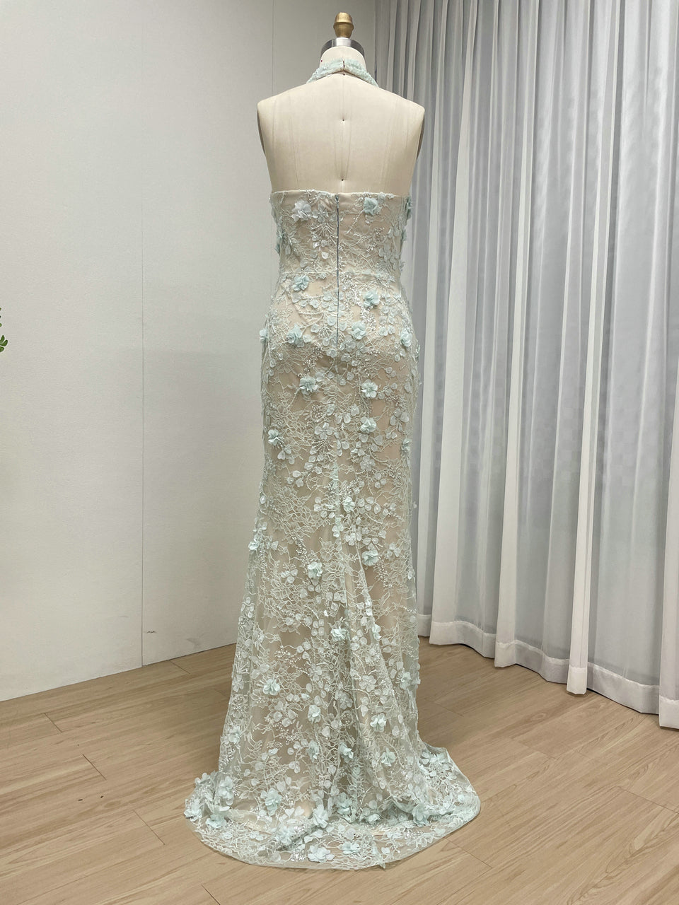 Purple Beaded Applique Evening Gown - V-Neck Formal Dress MD50109