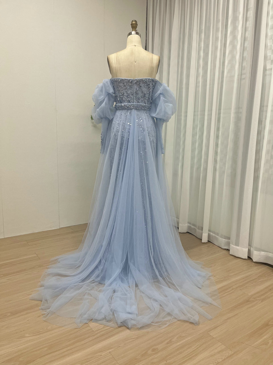 Beautiful Sweetheart Removable Puffy Long Sleeve Beading Couture Evening Dress MY20001-2