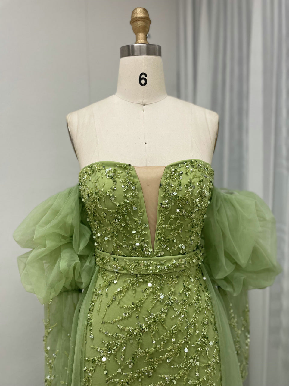 Beautiful Sweetheart Removable Puffy Long Sleeve Beading Couture Evening Dress MY20001-2