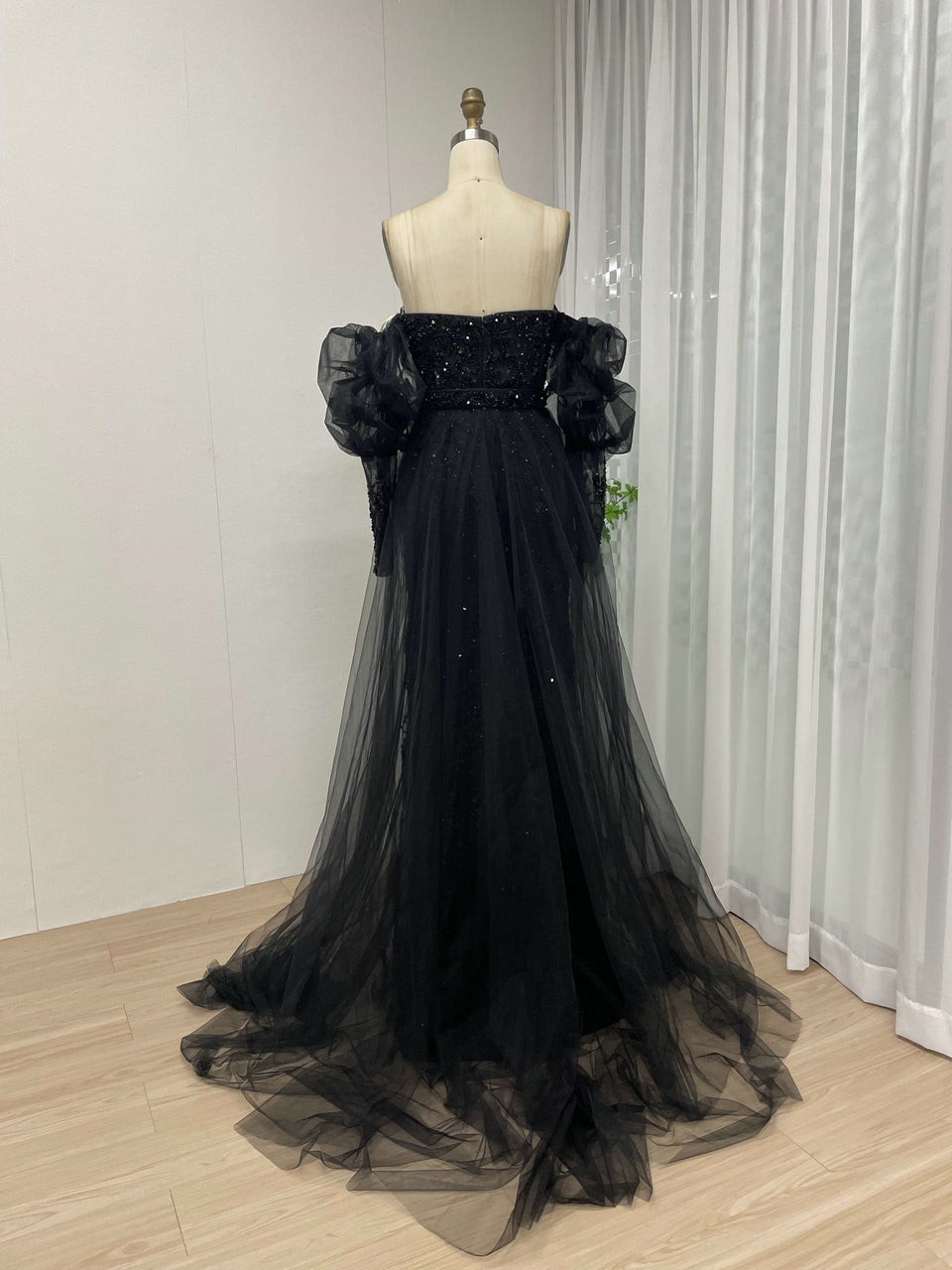 Beautiful Sweetheart Removable Puffy Long Sleeve Beading Couture Evening Dress MY20001-2