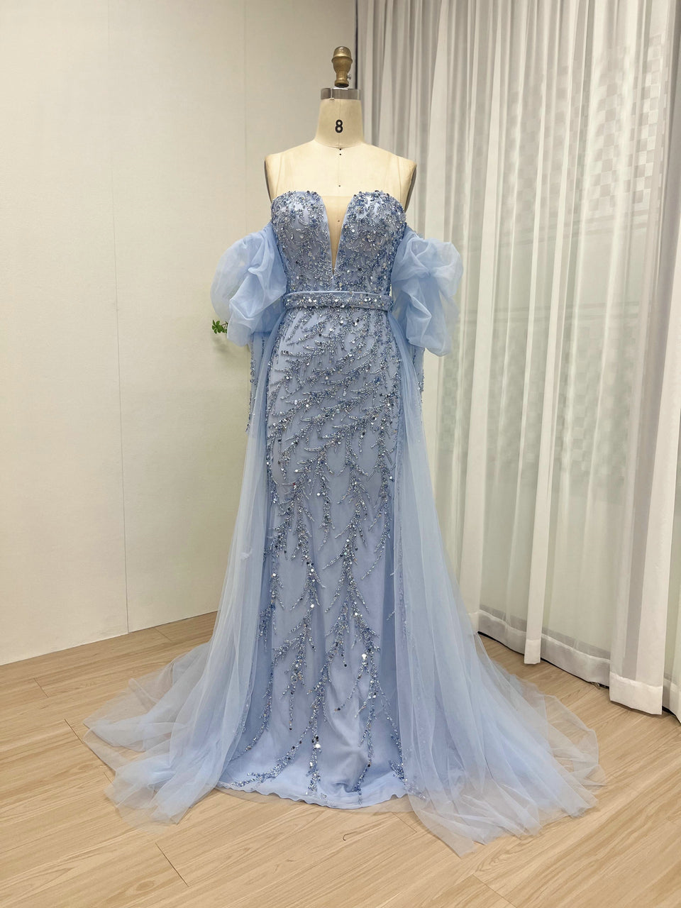 Beautiful Sweetheart Removable Puffy Long Sleeve Beading Couture Evening Dress MY20001-2