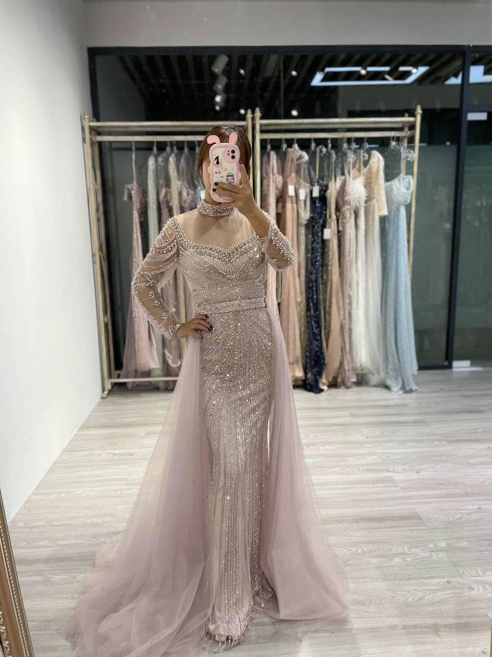 Luxurious Couture Beading Long Sleeve Body Fitted Wedding Party Evening Dress MY20006