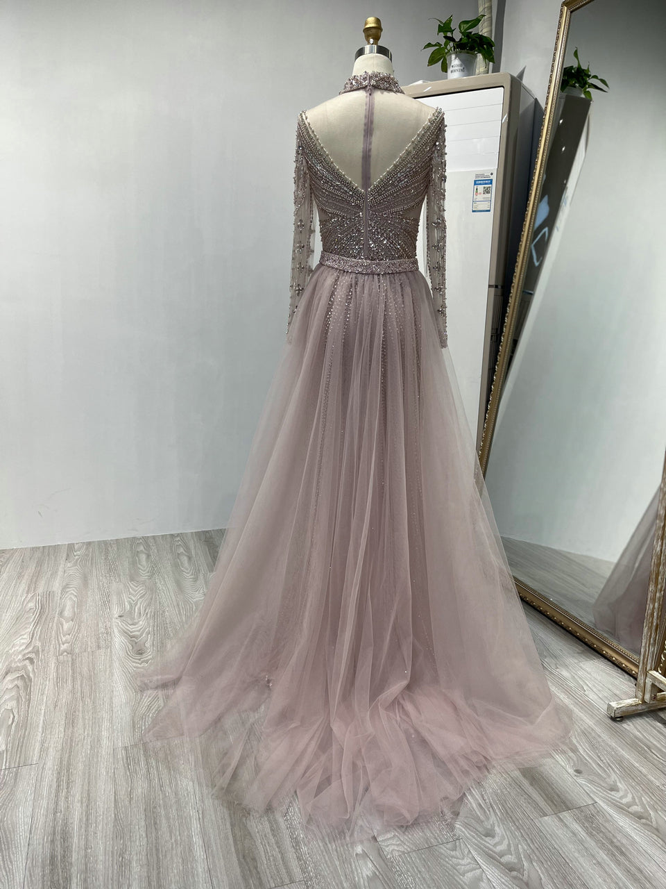 Luxurious Couture Beading Long Sleeve Body Fitted Wedding Party Evening Dress MY20006