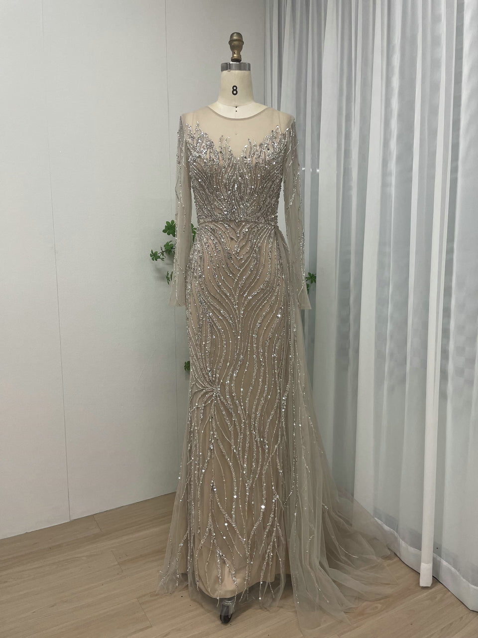 Gorgeous Handmade Beading Sheer Neck Birthday Party Evening Dress MY30