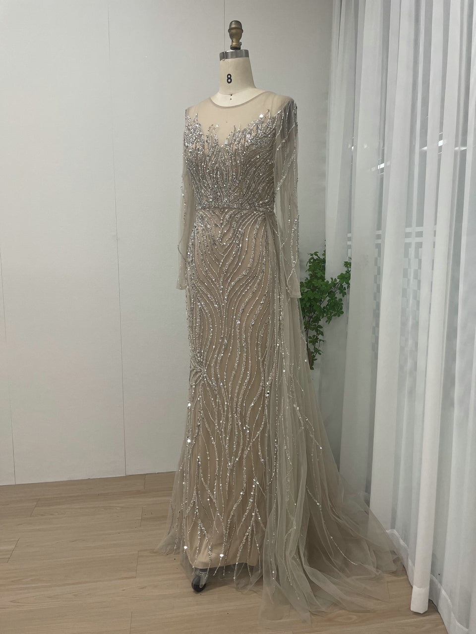 Gorgeous Handmade Beading Sheer Neck Birthday Party Evening Dress MY30020